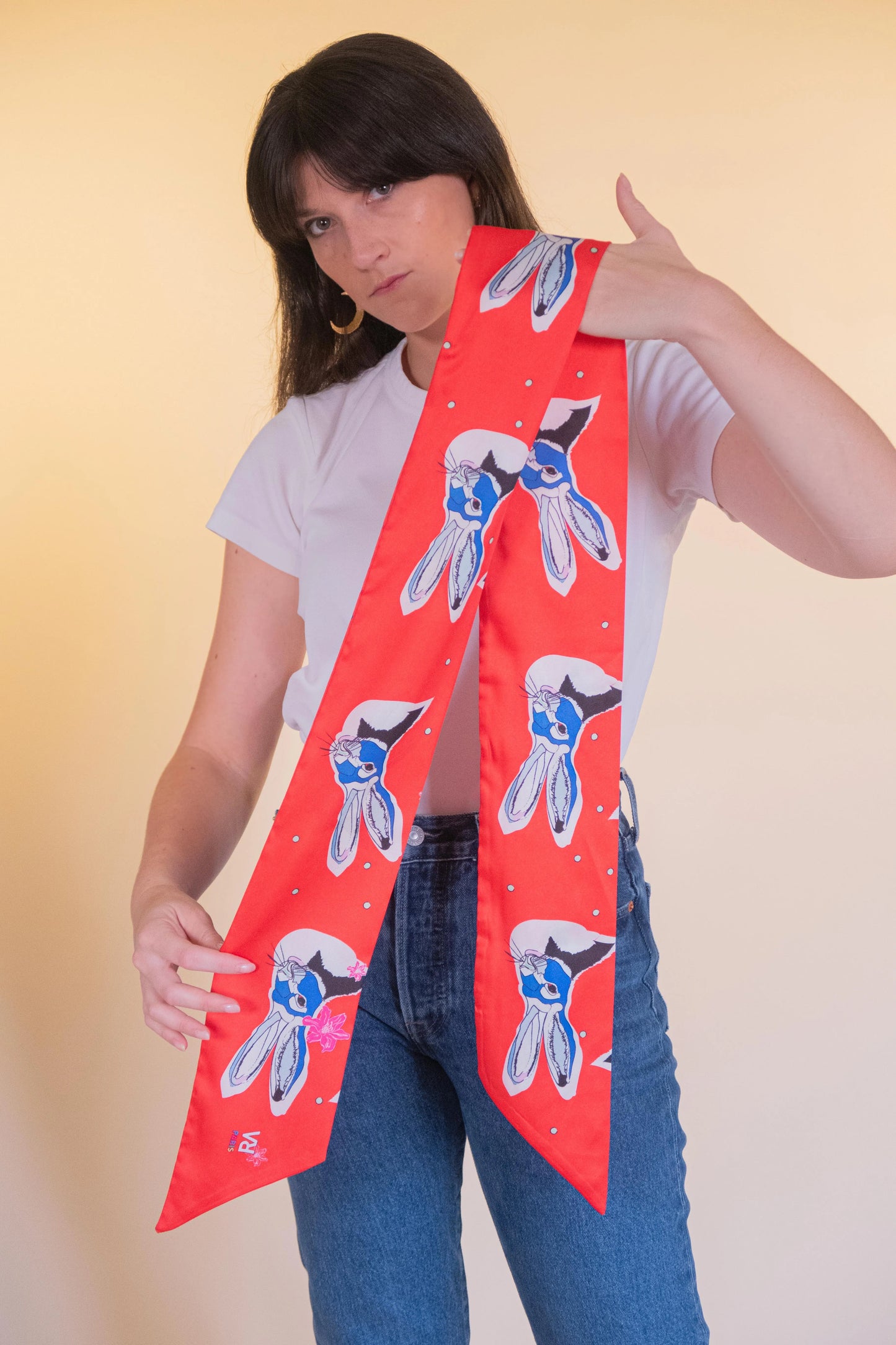 Foulard bandeau « Les lapins de Séléné rouge"