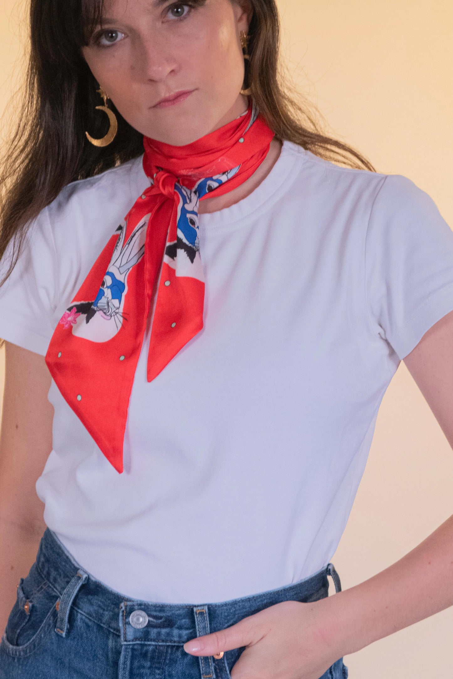 Foulard bandeau « Les lapins de Séléné rouge"