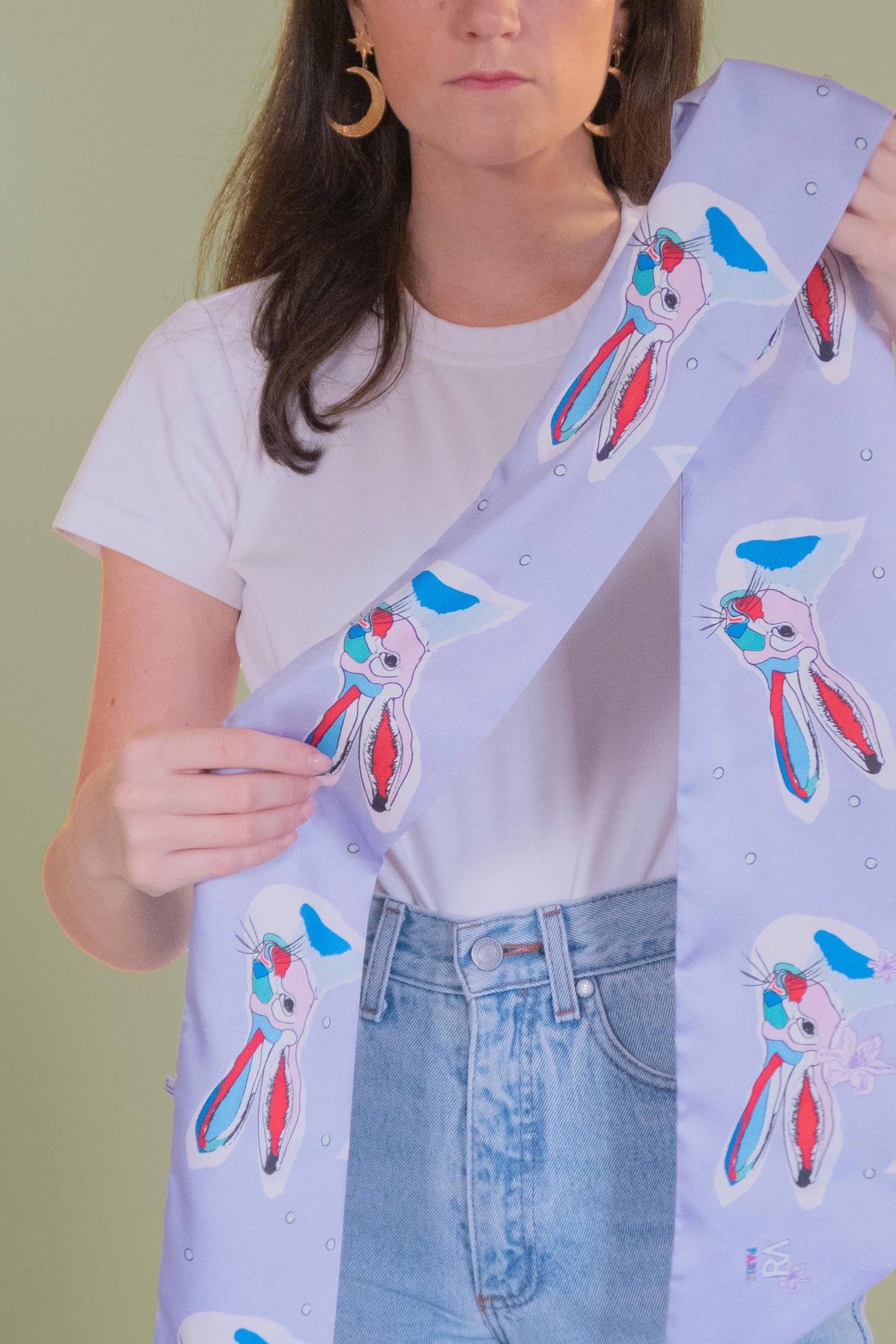 Foulard bandeau « Les lapins de Séléné mauve"