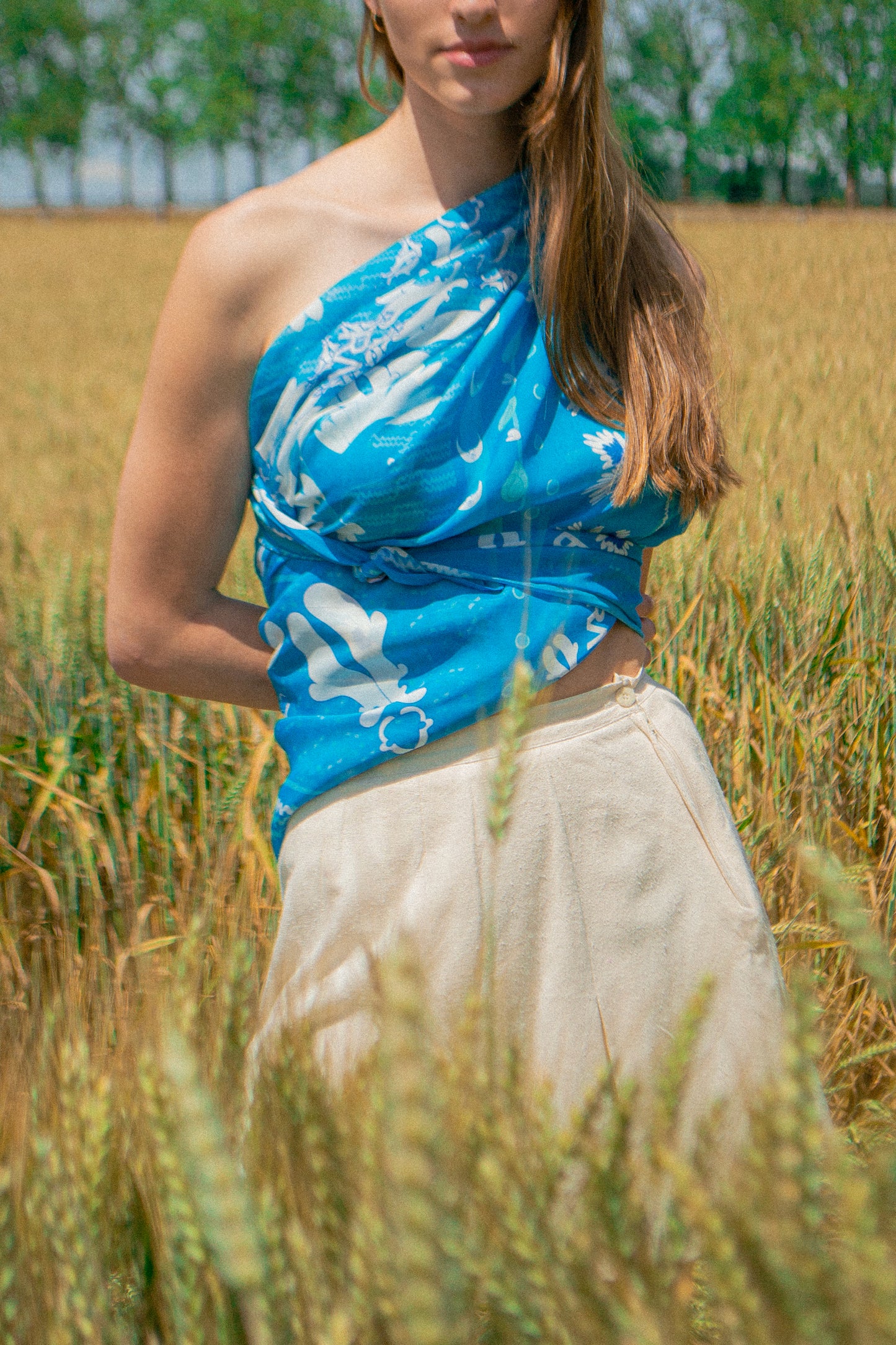 Foulard géant coton soie Virginie Riou « Le grand bandana turquoise »