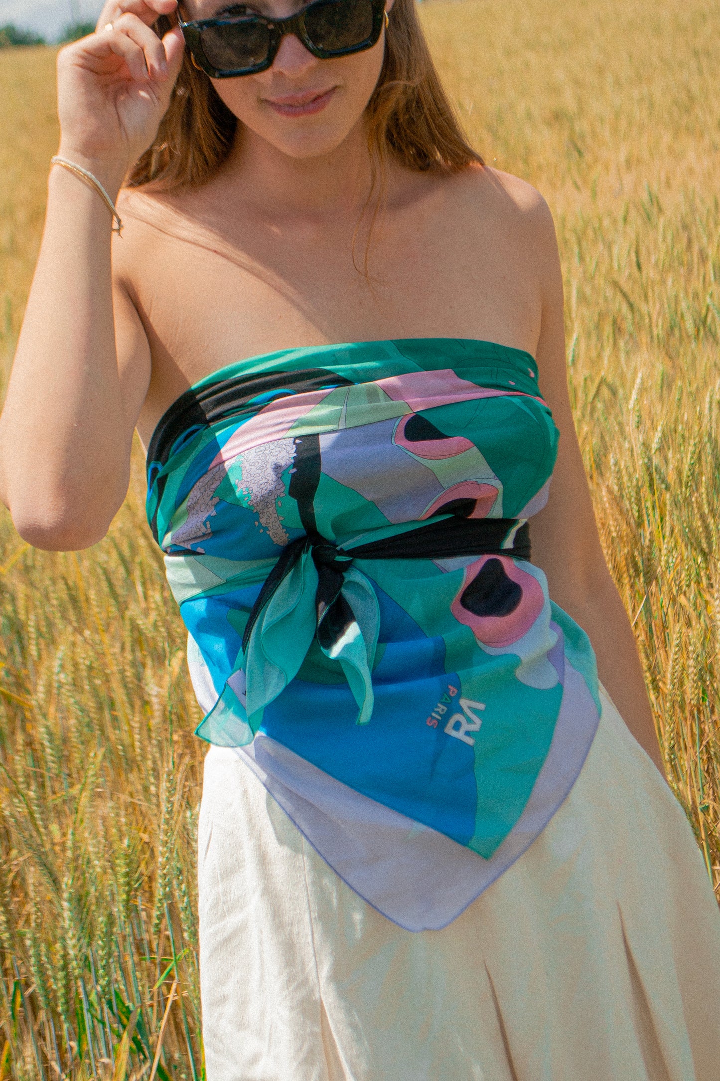 Foulard paréo en coton soie Virginie Riou « Les grandes guérisseuses »
