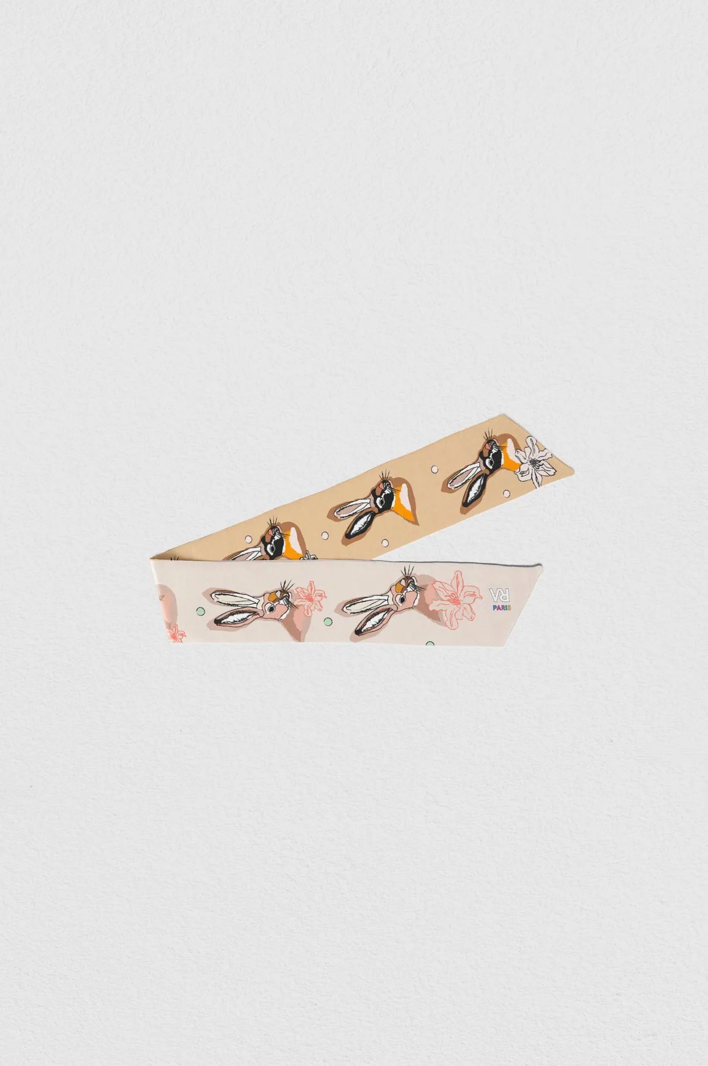 Ruban foulard "Les petits lapins de Séléné beige"