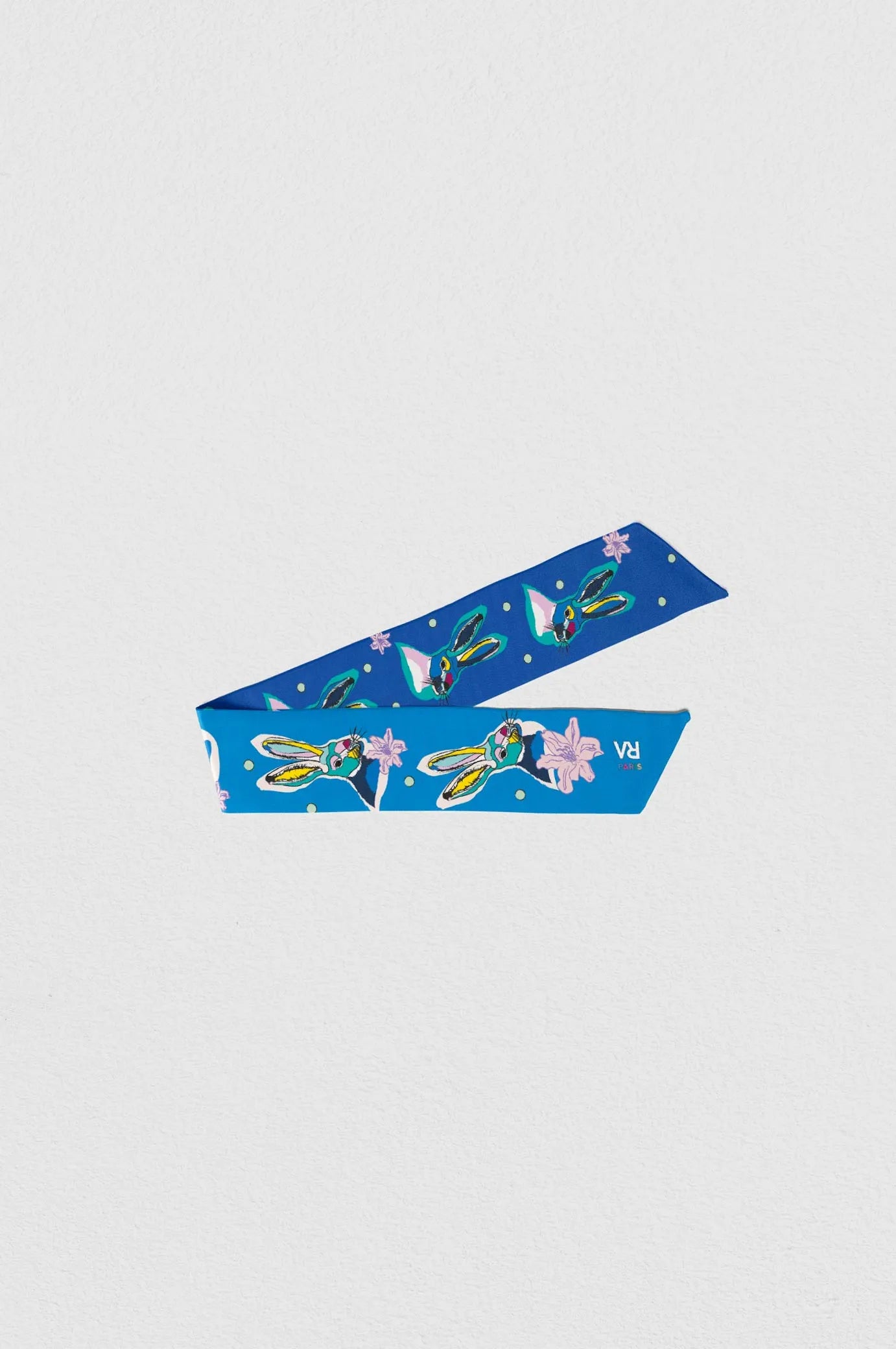 Ruban foulard "Les petits lapins de Séléné bleus"