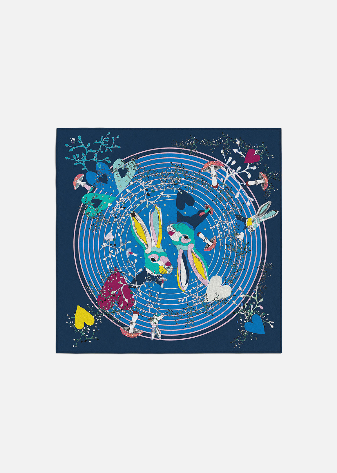 Carré de soie "Le lapin de séléné" 65cm