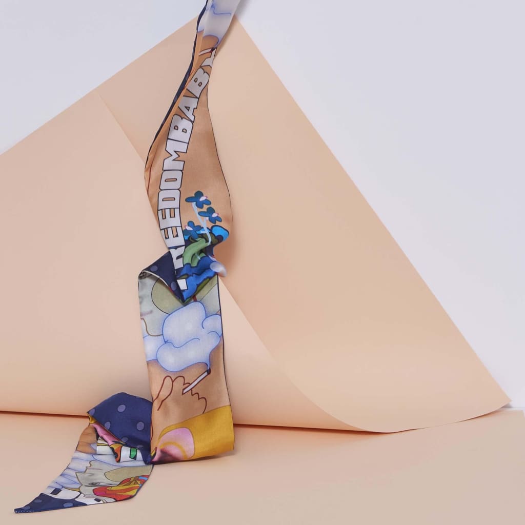 Foulard bandeau en soie Virginie Riou "La liberté" xccscss.
