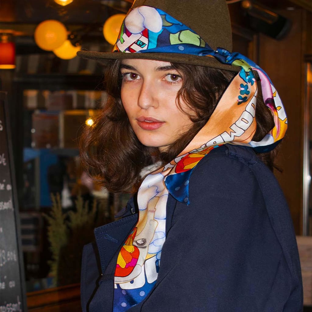 Foulard bandeau en soie Virginie Riou "La liberté" xccscss.