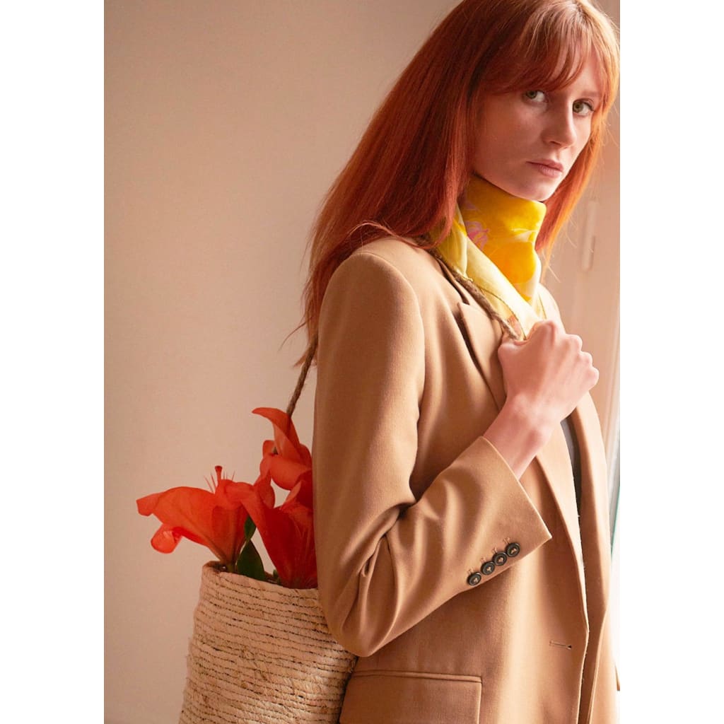 Foulard carré 65cm en coton soie Virginie Riou« Le bandana le citronnier »