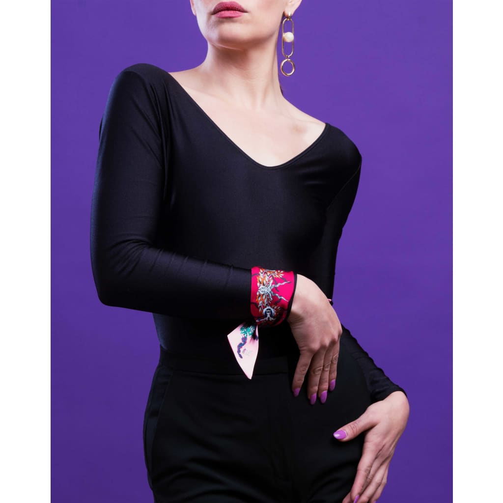 Ruban foulard Les petit chamans roses - Magenta - Ruban