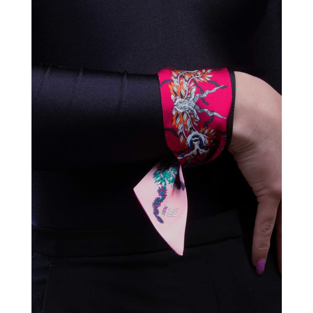 Ruban foulard Les petit chamans roses - Magenta - Ruban