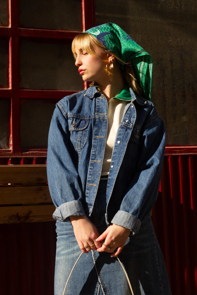 Carré en soie, 65, Le bandana, vert