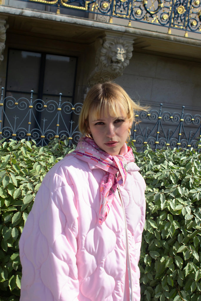Carré en soie, 65, Le bandana, rose