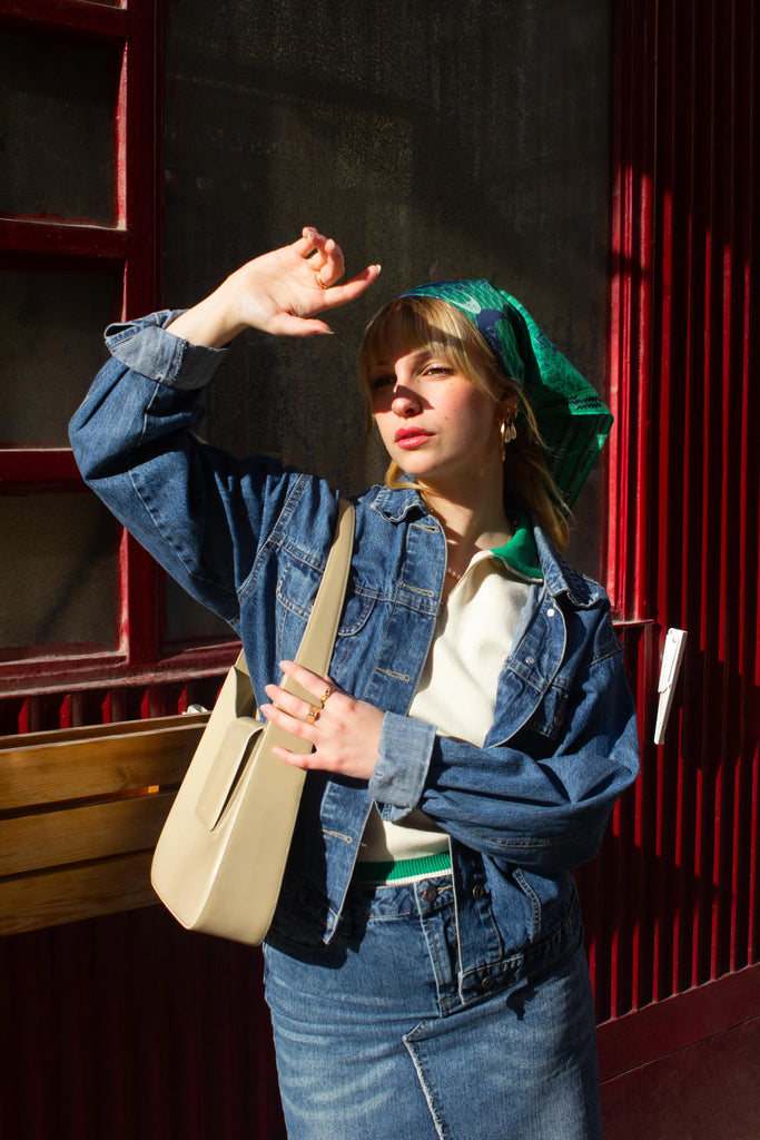 Carré en soie, 65, Le bandana, vert