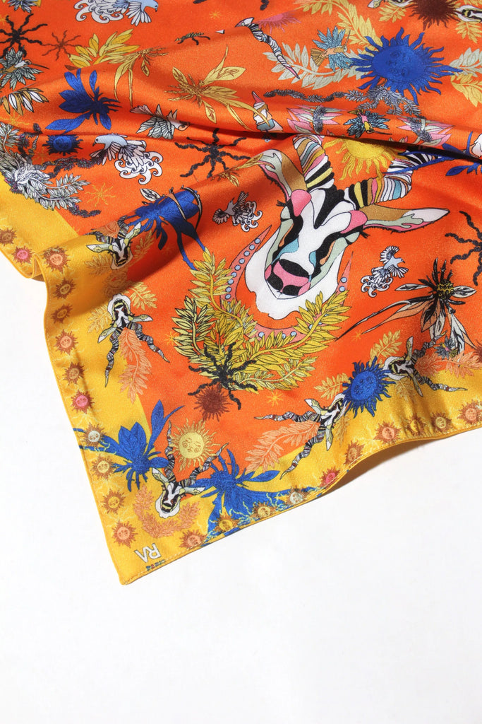 Foulard triangle, les chamans de la terre, orange