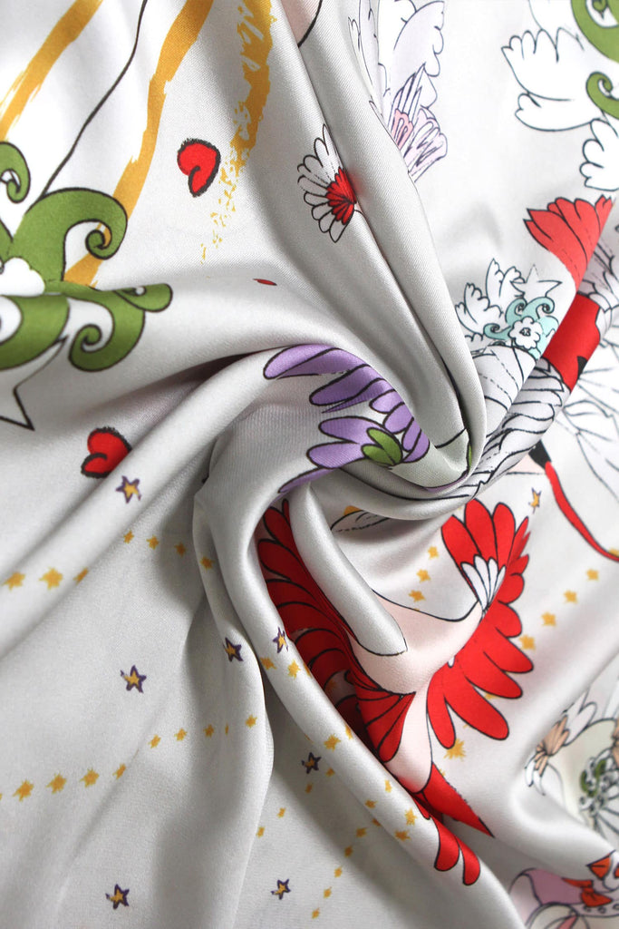 Foulard triangle grand, oiseau d'amour, grand, blanc 