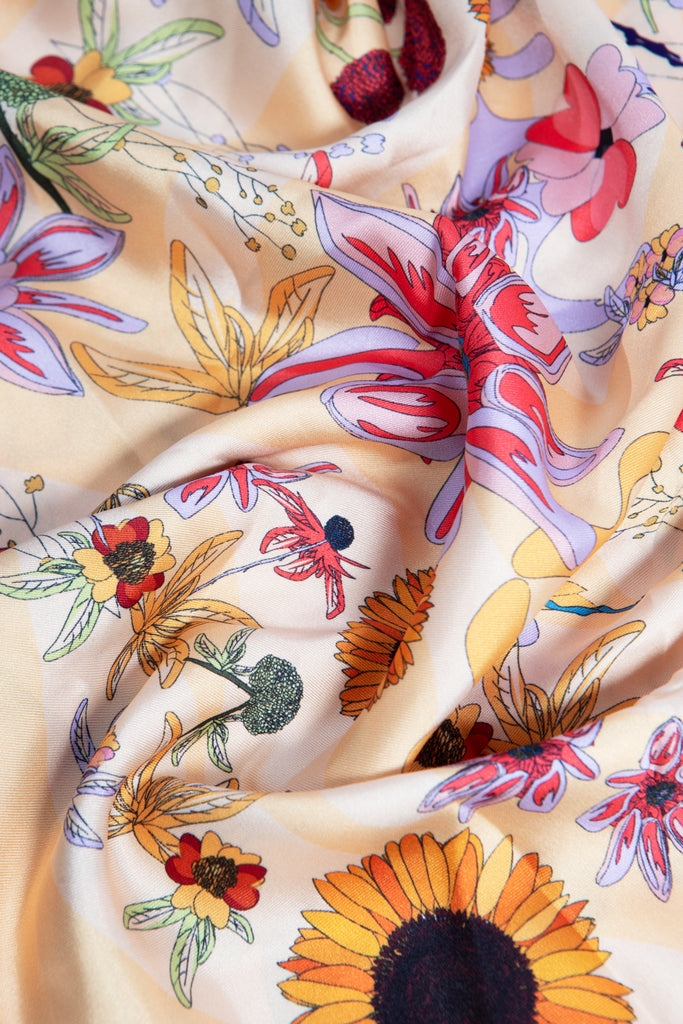 foulard triangle, tournesol, jaune