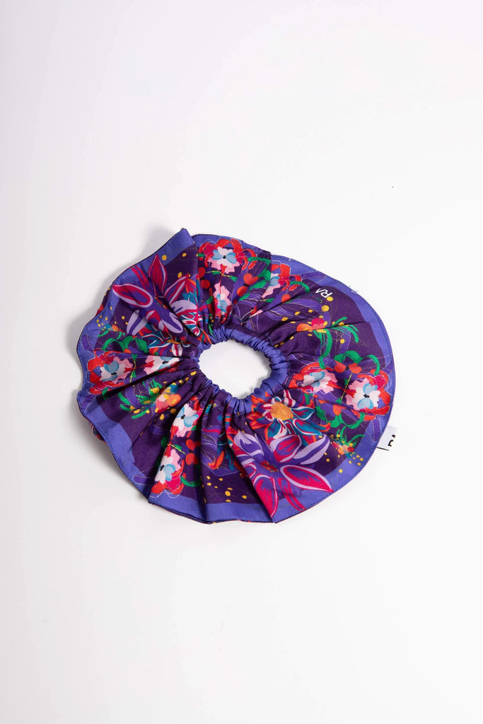 chouchou fleuri, accessoire cheveux, violet