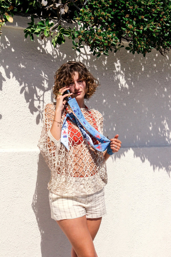 Bnadoulière de téléphone, bleue imprimé "la mer"