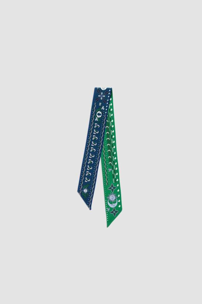 Twilly double, le bandana navy, bleu marine et vert