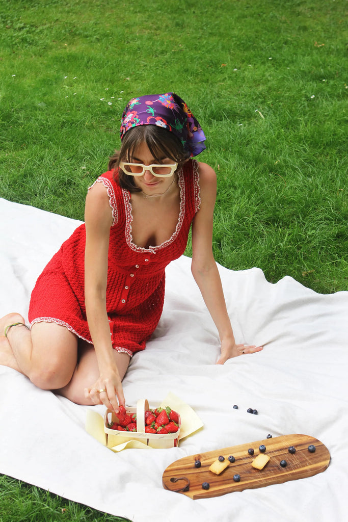 carré soie, 65 cm, violet, fleuri