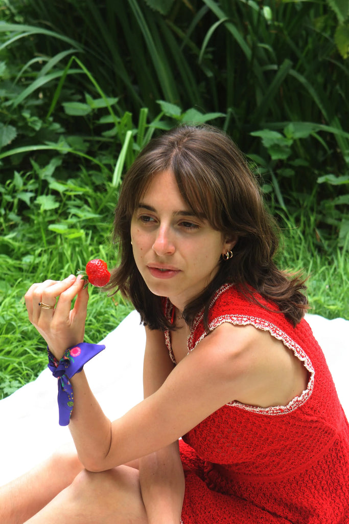 ruban foulard, twilly violet, twilly fleuri