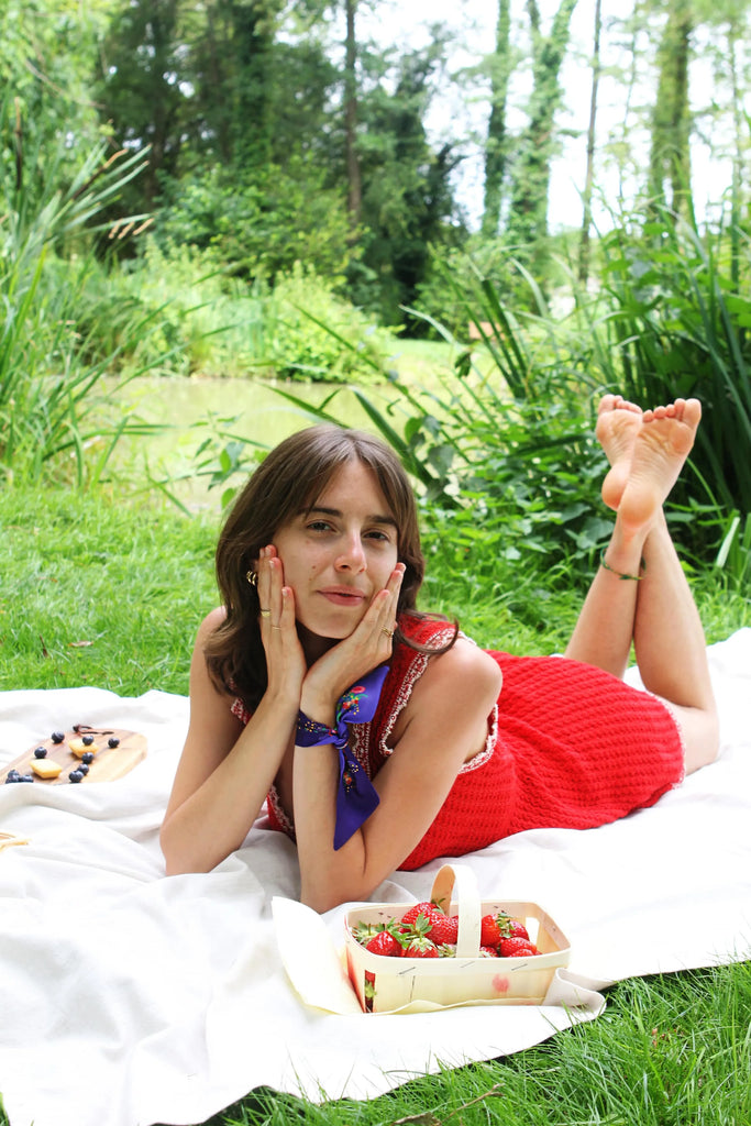 ruban foulard, twilly violet, twilly fleuri