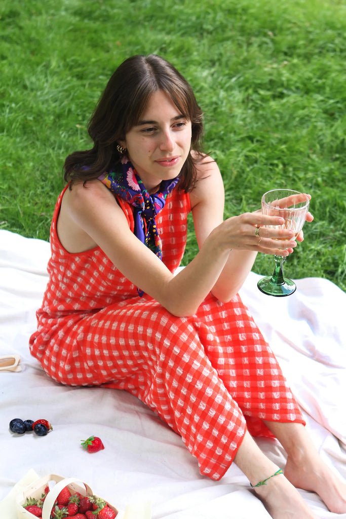 foulard femme violet, fleuri, fabriqué en france