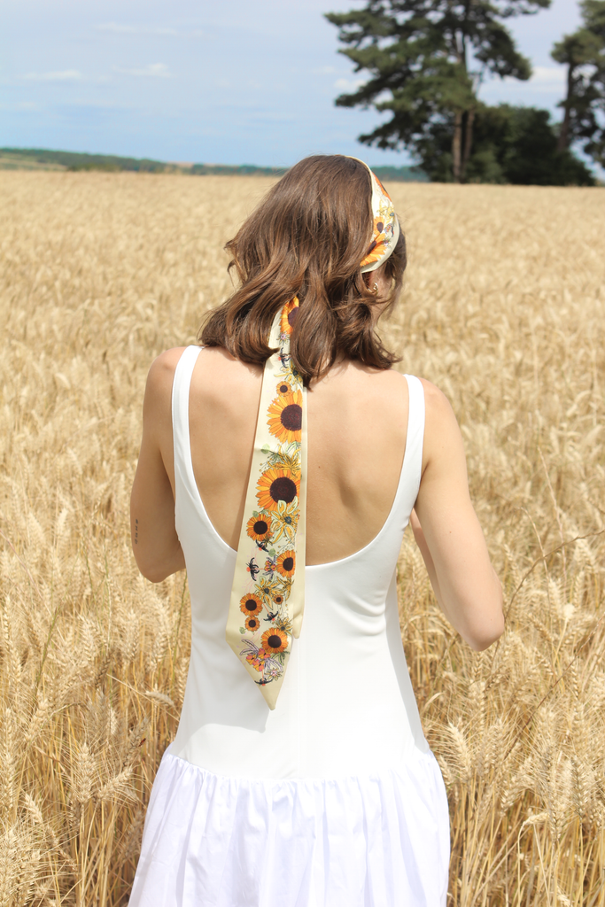 bandeau twill , bandeau cheveux, tournesol, jaune