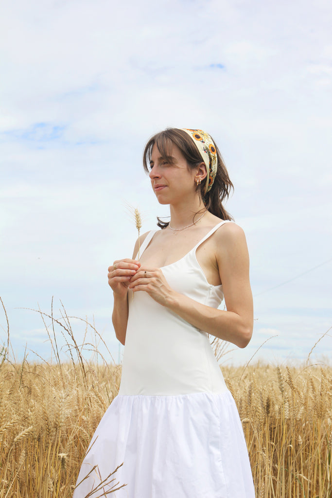 bandeau twill , bandeau cheveux, tournesol, jaune