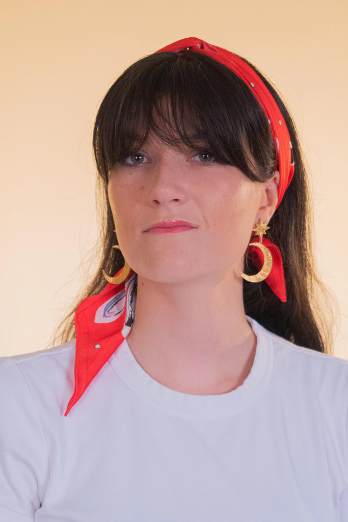 Bandeau cheveux, Les lapins de Séléné rouge, rouge