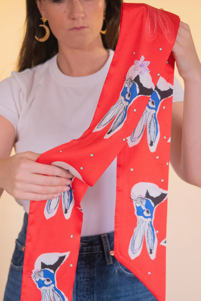 Bandeau foulard, Les lapins de Séléné rouge, rouge