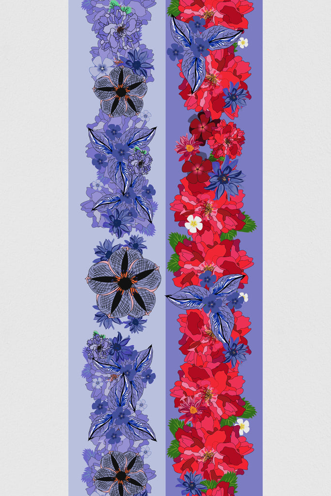 bandoulière téléphone, tropical, fleuri violet et rose