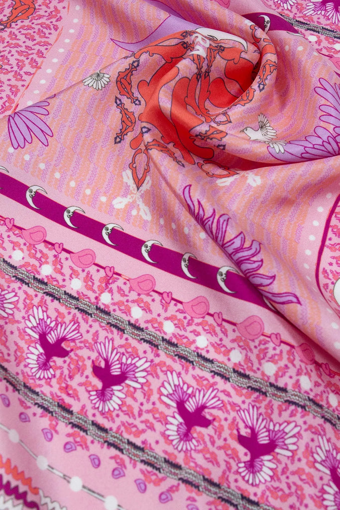 Carré en soie, 65, Le bandana, rose