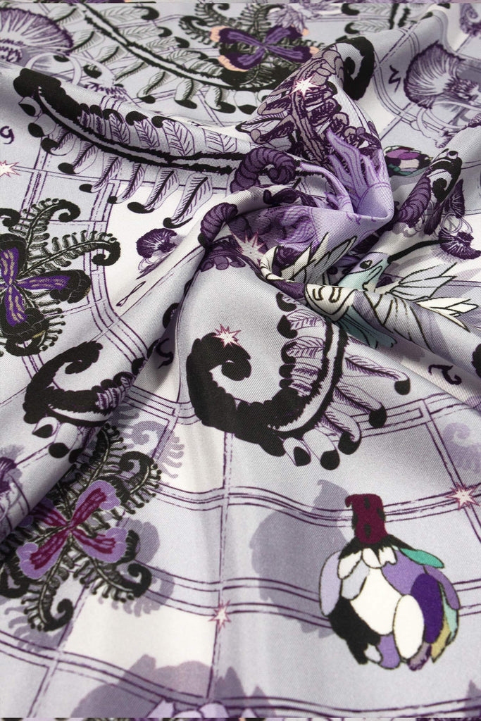 Carré en soie, 65, Le cycle, violet