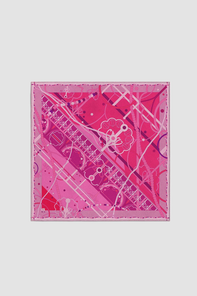 Carré en twill soie, 50, la boite à bijoux, rose