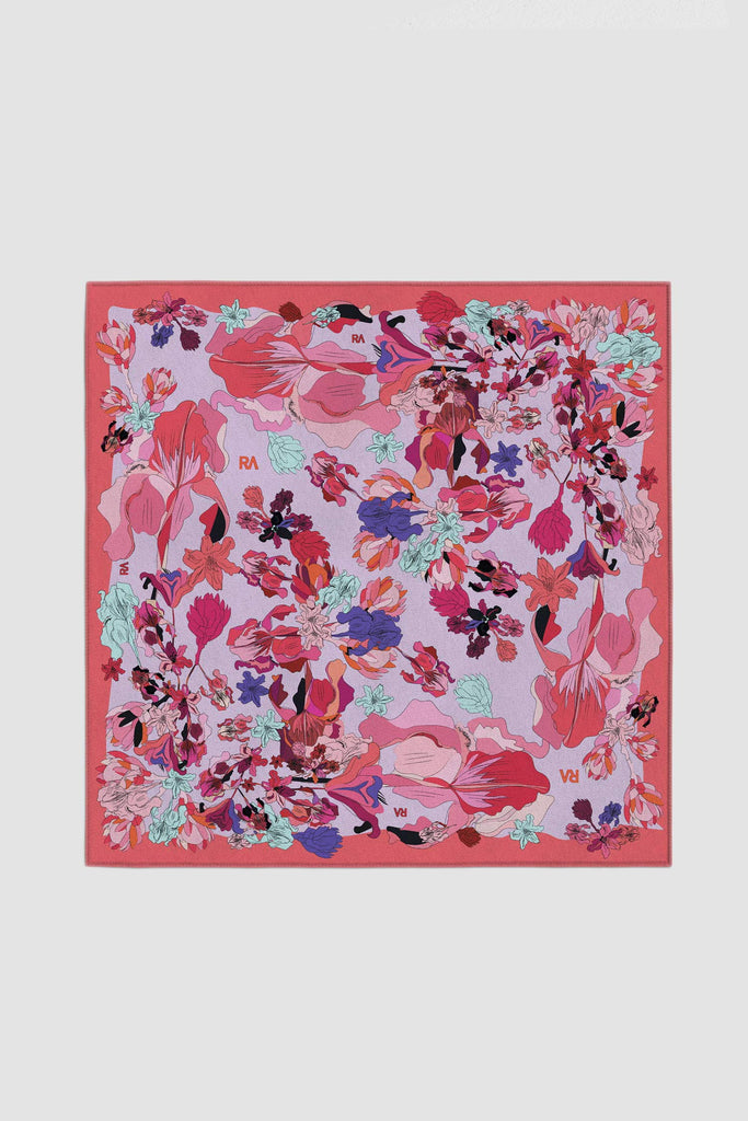 carré en soie, 100cm, fleuri, rose