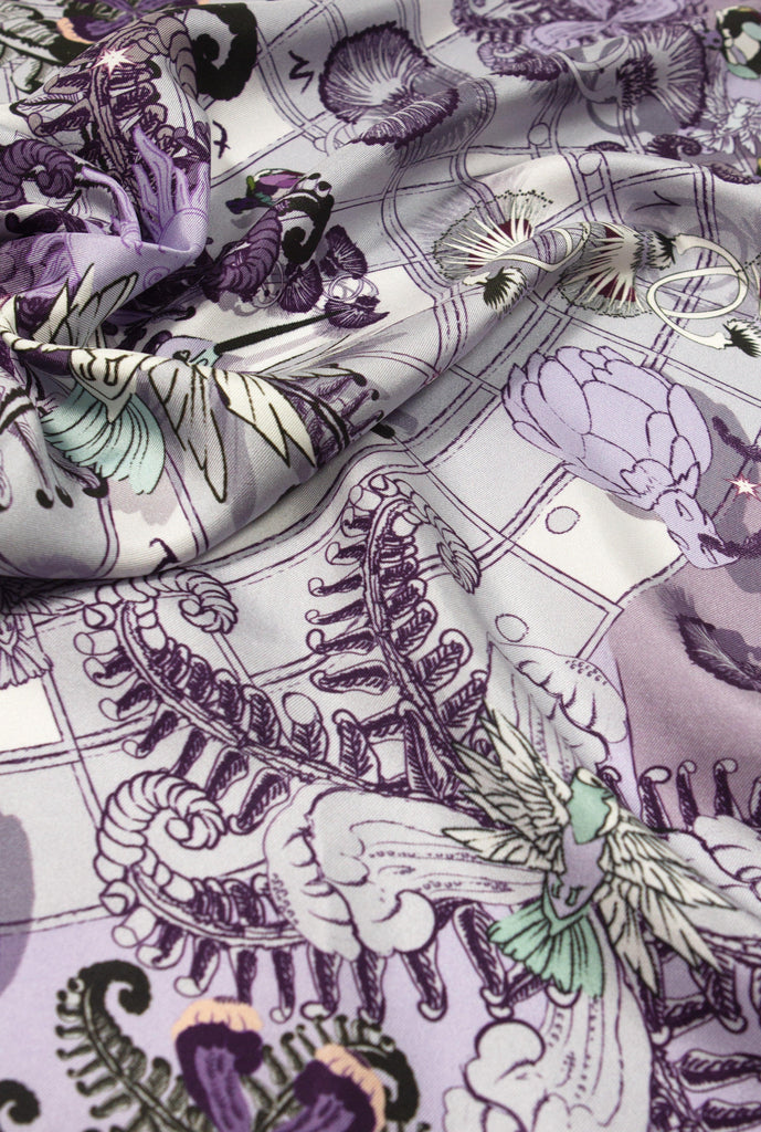 Carré en soie, 65, Le cycle, violet