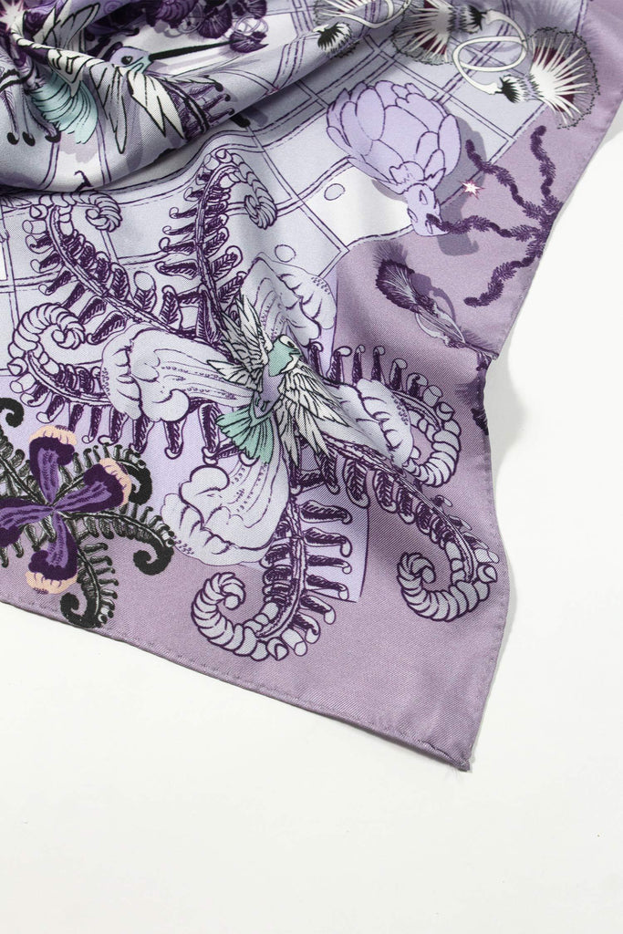 Carré en soie, 65, Le cycle, violet