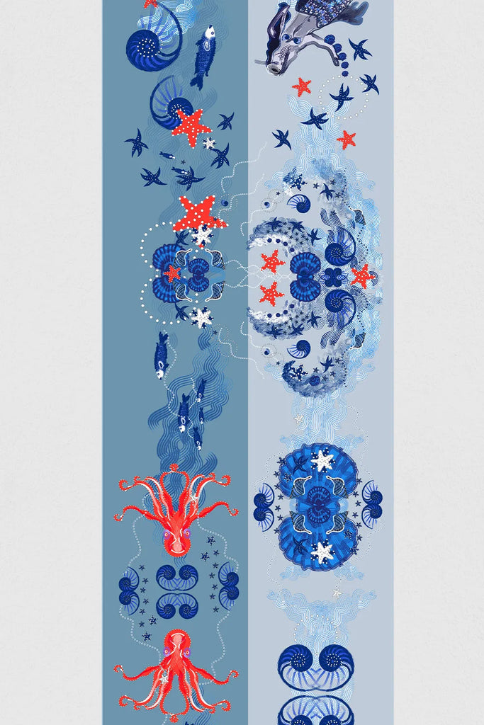 Bnadoulière de téléphone, bleue imprimé "la mer"