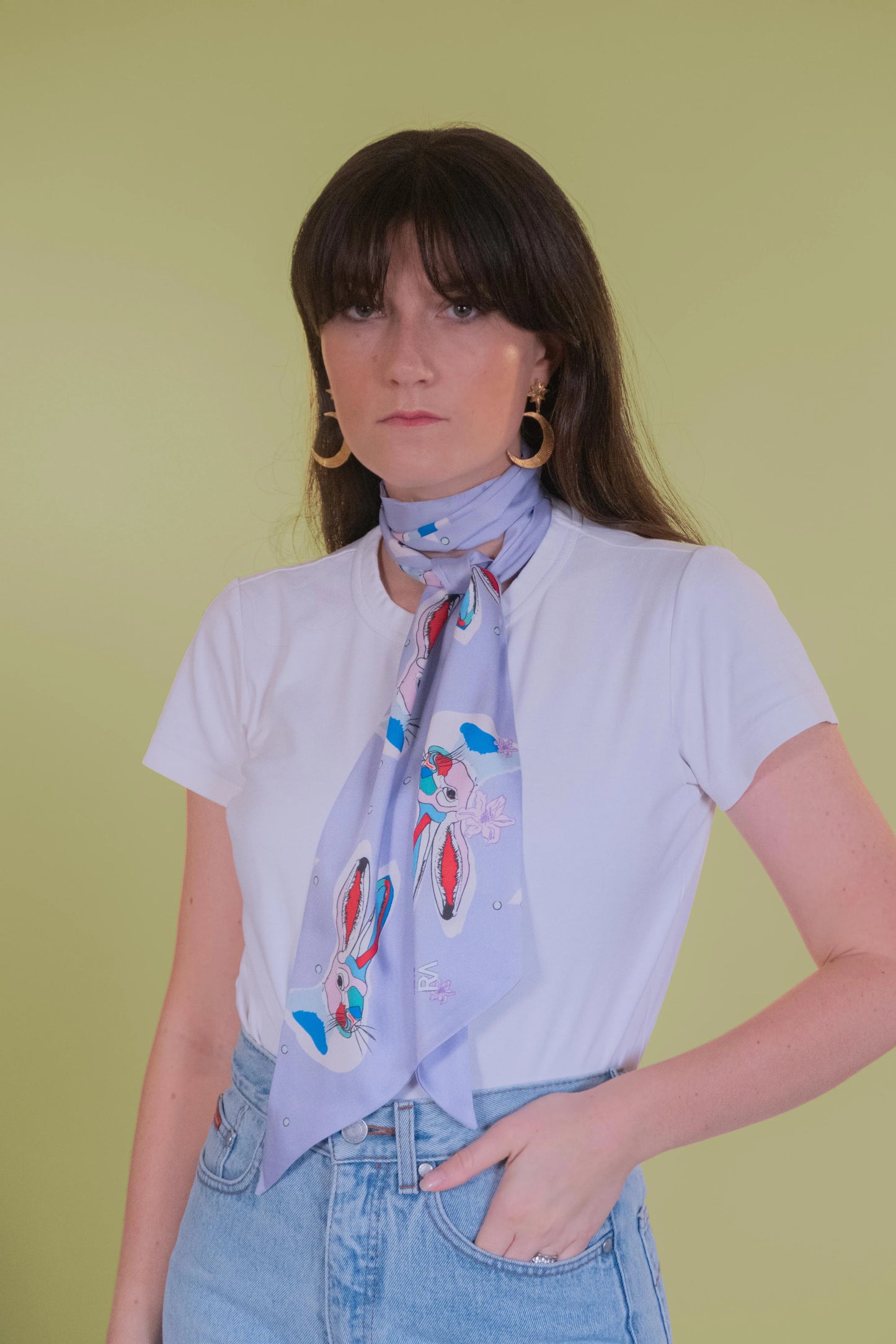 Foulard bandeau « Les lapins de Séléné mauve"