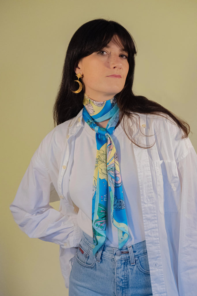 Bandeau cheveux,  La libellule, bleue