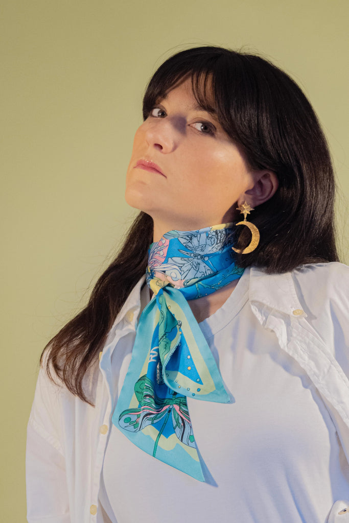 Bandeau cheveux,  La libellule, bleue