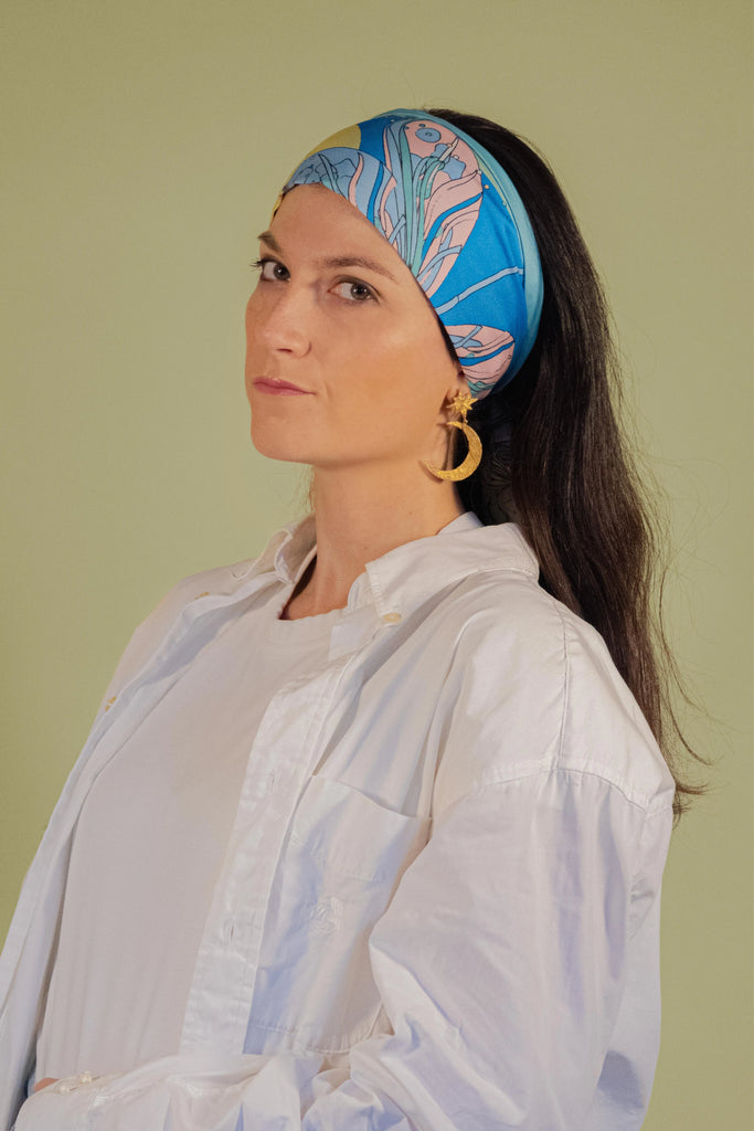 Bandeau cheveux,  La libellule, bleue