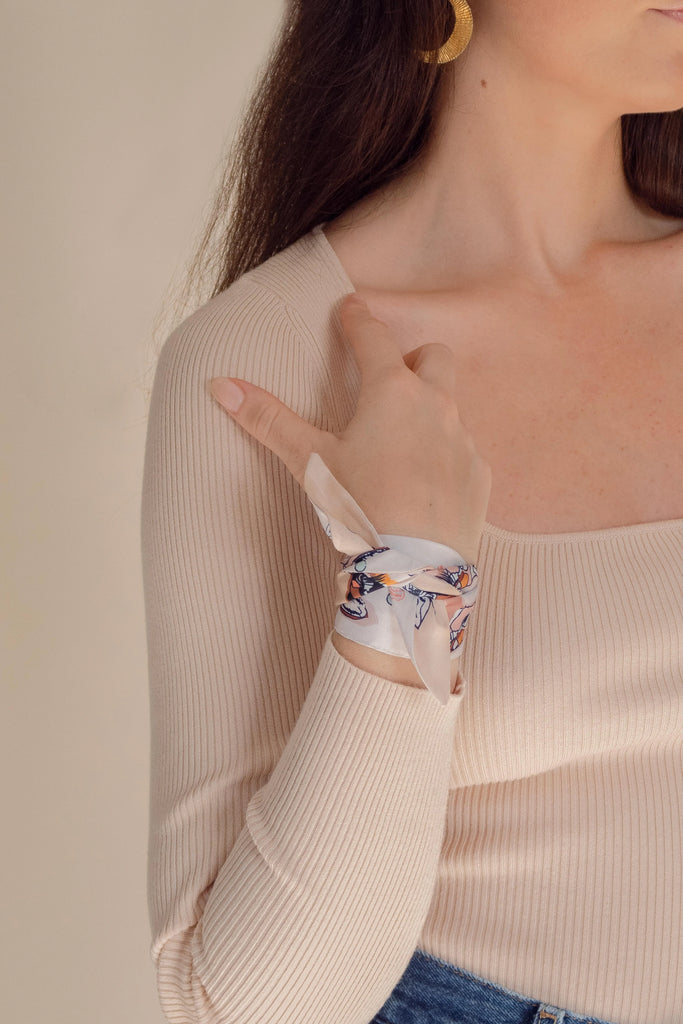 Ruban poignet, Les petits lapins de Séléné beige, beige