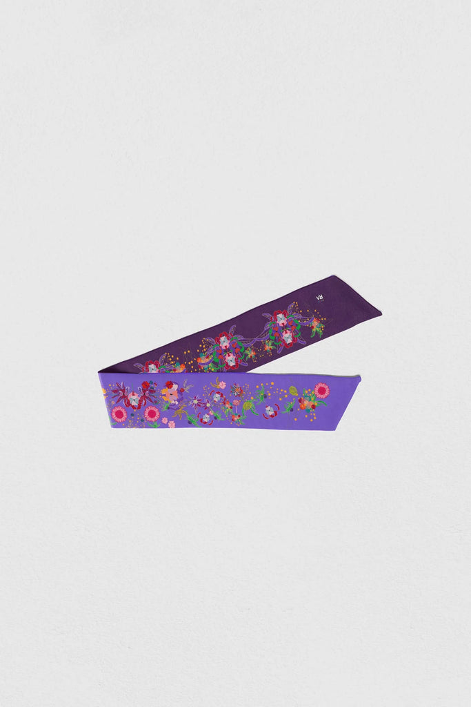 ruban foulard, twilly violet, twilly fleuri