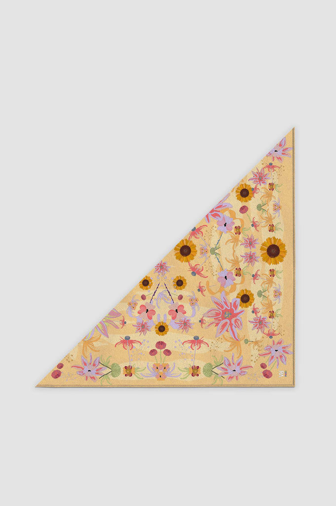 foulard triangle, tournesol, jaune