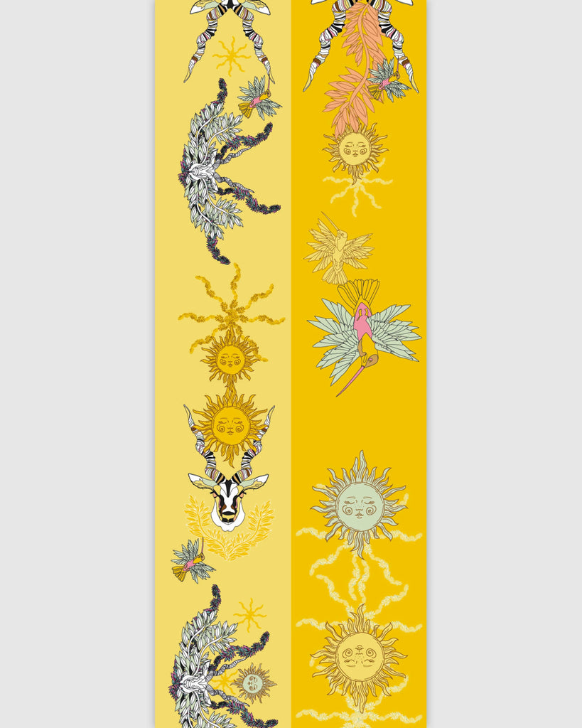 Bandoulière de téléphone réversible, les chamans du Soleil, jaune