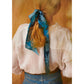 Foulard bandeau long en soie Virginie Riou « Le colibri bleu » xccscss.