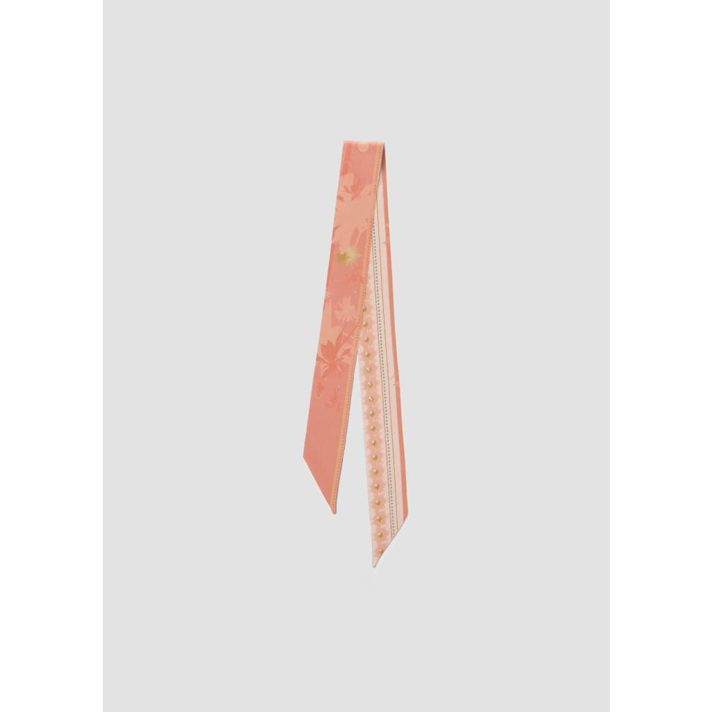 Foulard bandeau long en soie Virginie Riou « Le colibri rose » xccscss.