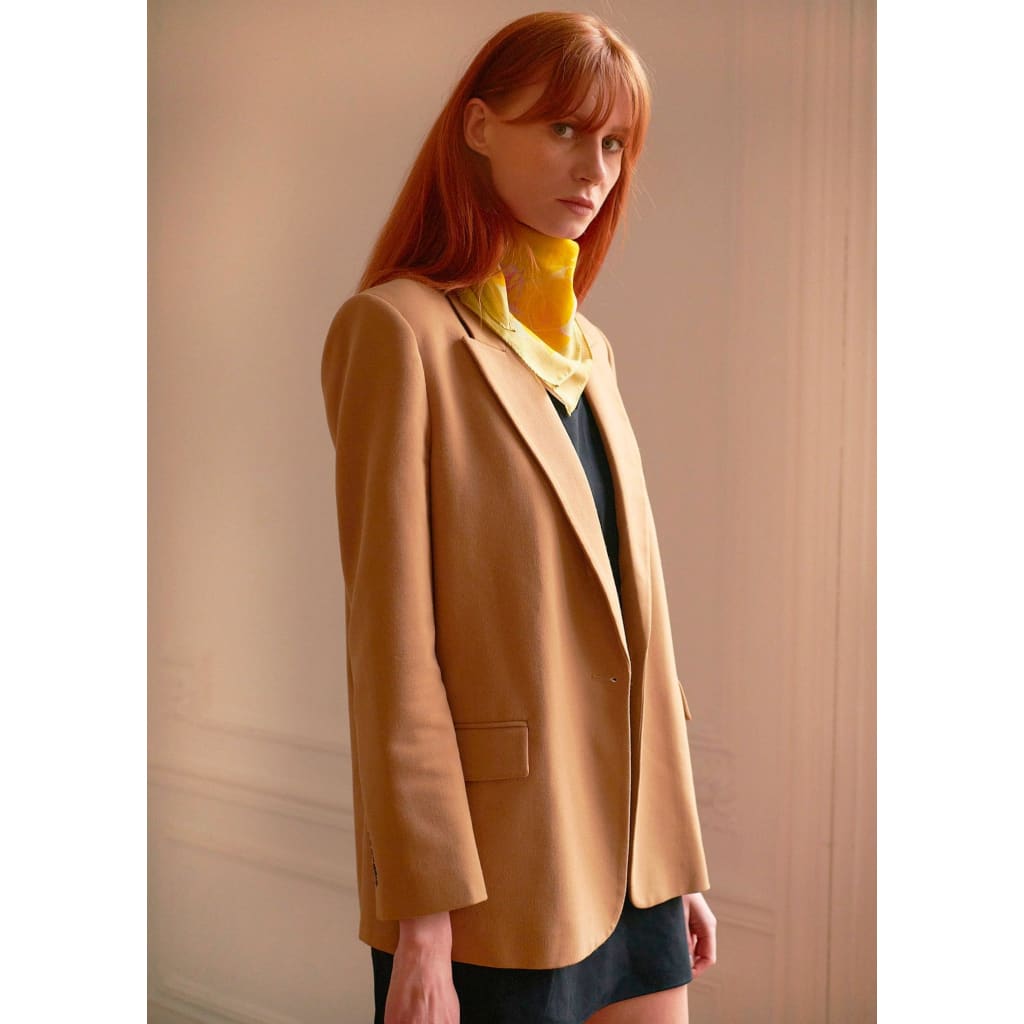 Foulard carré 65cm en coton soie Virginie Riou« Le bandana le citronnier » 