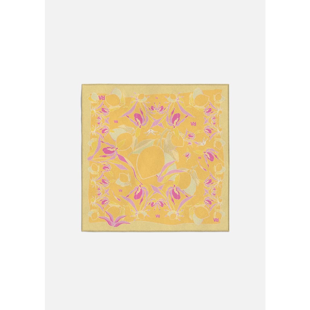 Foulard carré 65cm en coton soie Virginie Riou « Bandana le citronnier »